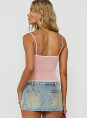 Andris Lace Detail Cami Top Pink