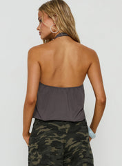 Harpah Cross Front Blouson Top Grey
