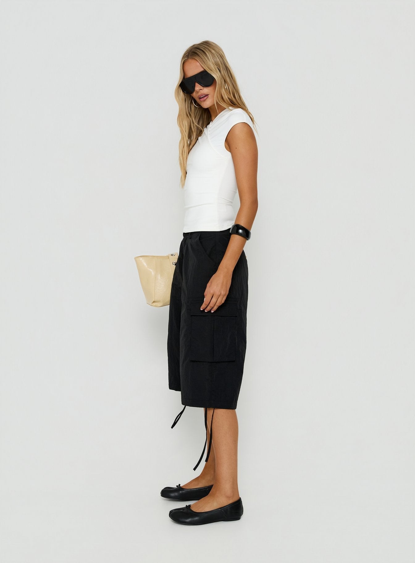 Hudsen Longline Nylon Cargo Shorts Black