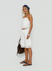 Sakai Broderie Detail Longline Shorts White