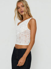 Riinah Draped Lace Off Shoulder Top White