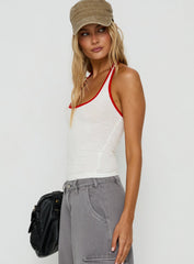 Sugar Talking Contrast Halter Top White / Red