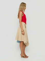 Ellainah Asymmetrical Wrap Midi Skirt Concrete
