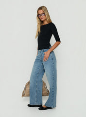 Serenitia Mid Rise Relaxed Jeans Bright Blue