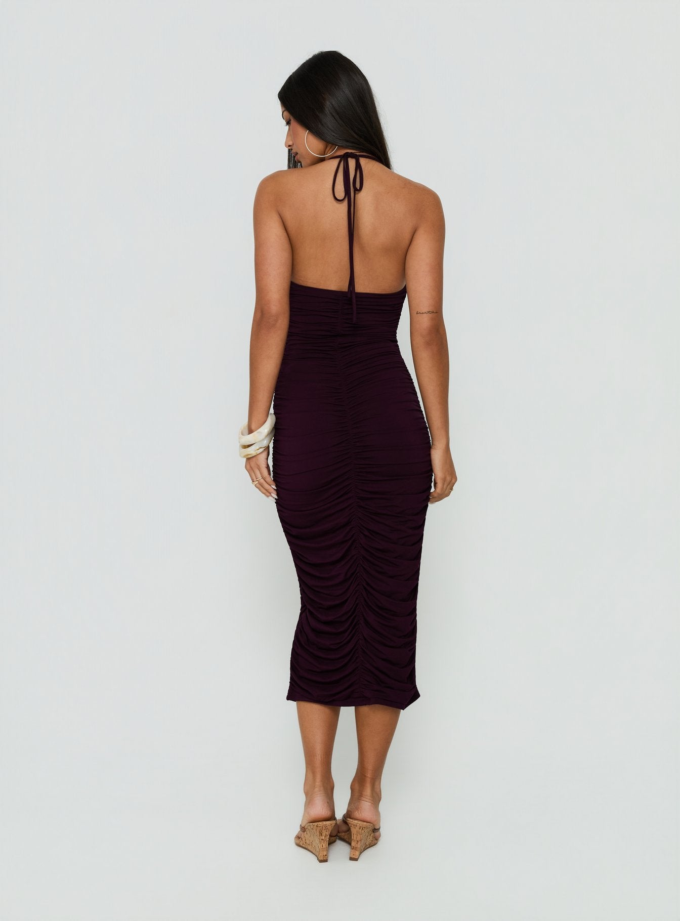Gracie Halter Neck Midi Dress Plum