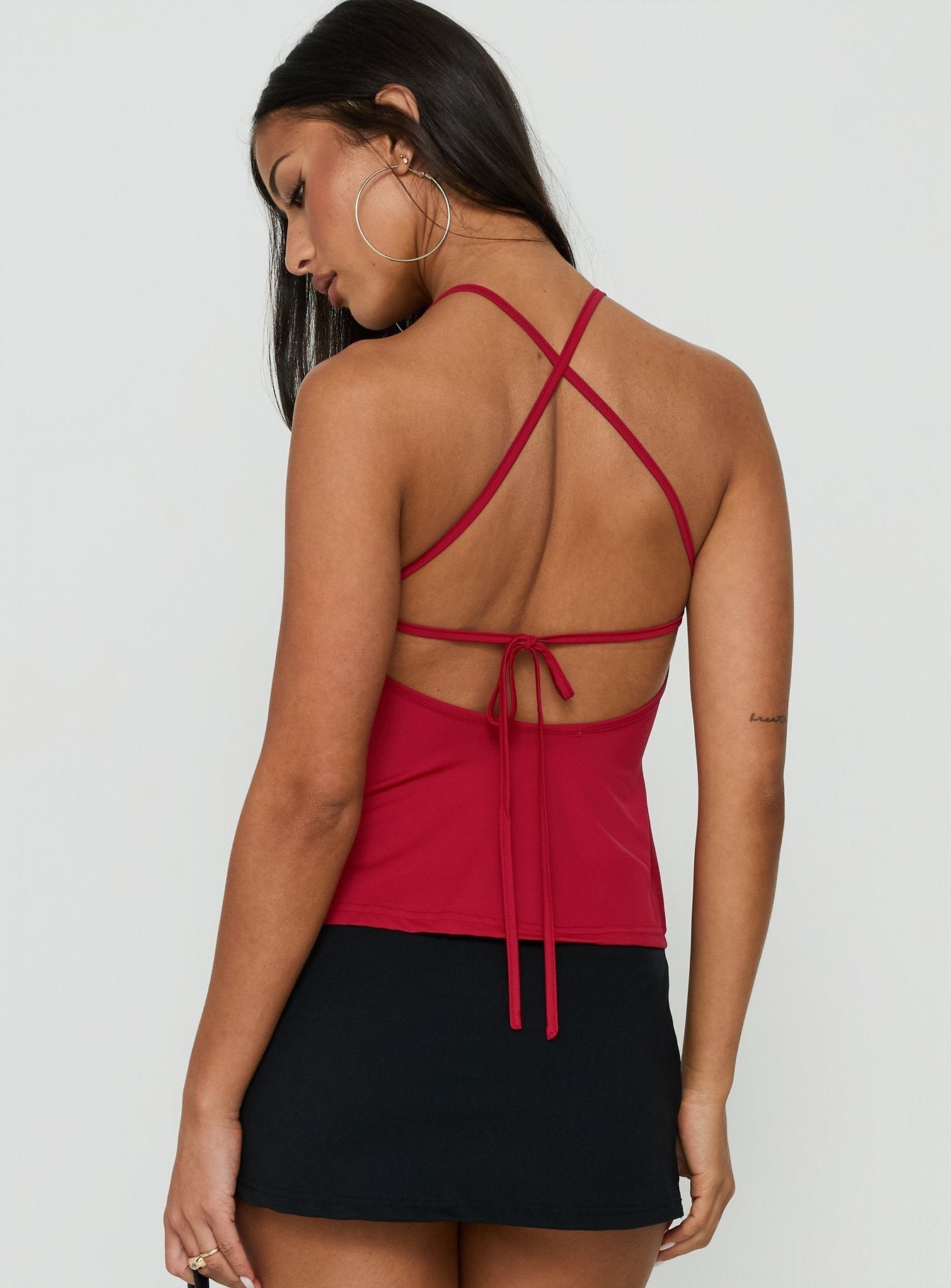 Adalinn Cross Back Ruched Top Red