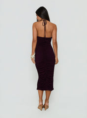 Gracie Halter Neck Midi Dress Plum