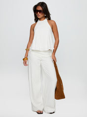 Silver Moon Linen Blend Tie Pants White Petite