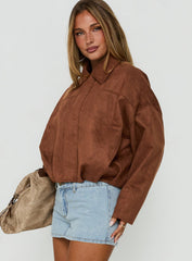 Enlightened Faux Suede Bomber Jacket Caramel