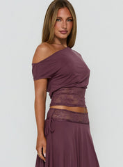 Marienna One Shoulder Lace Top Plum