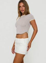 Lunea Concealed Waistband Mini Skirt White