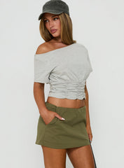 Lunea Concealed Waistband Mini Skirt Olive Green