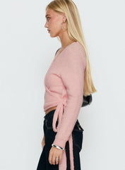 Tonee Wrap Knit Cardigan Pink