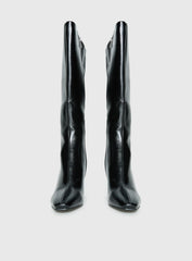 Sawyer Knee High Boots Black Crinkle