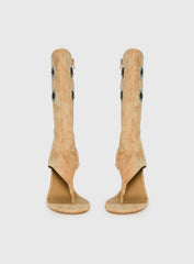 Situationship Eyelet Open Toe Heels Tan