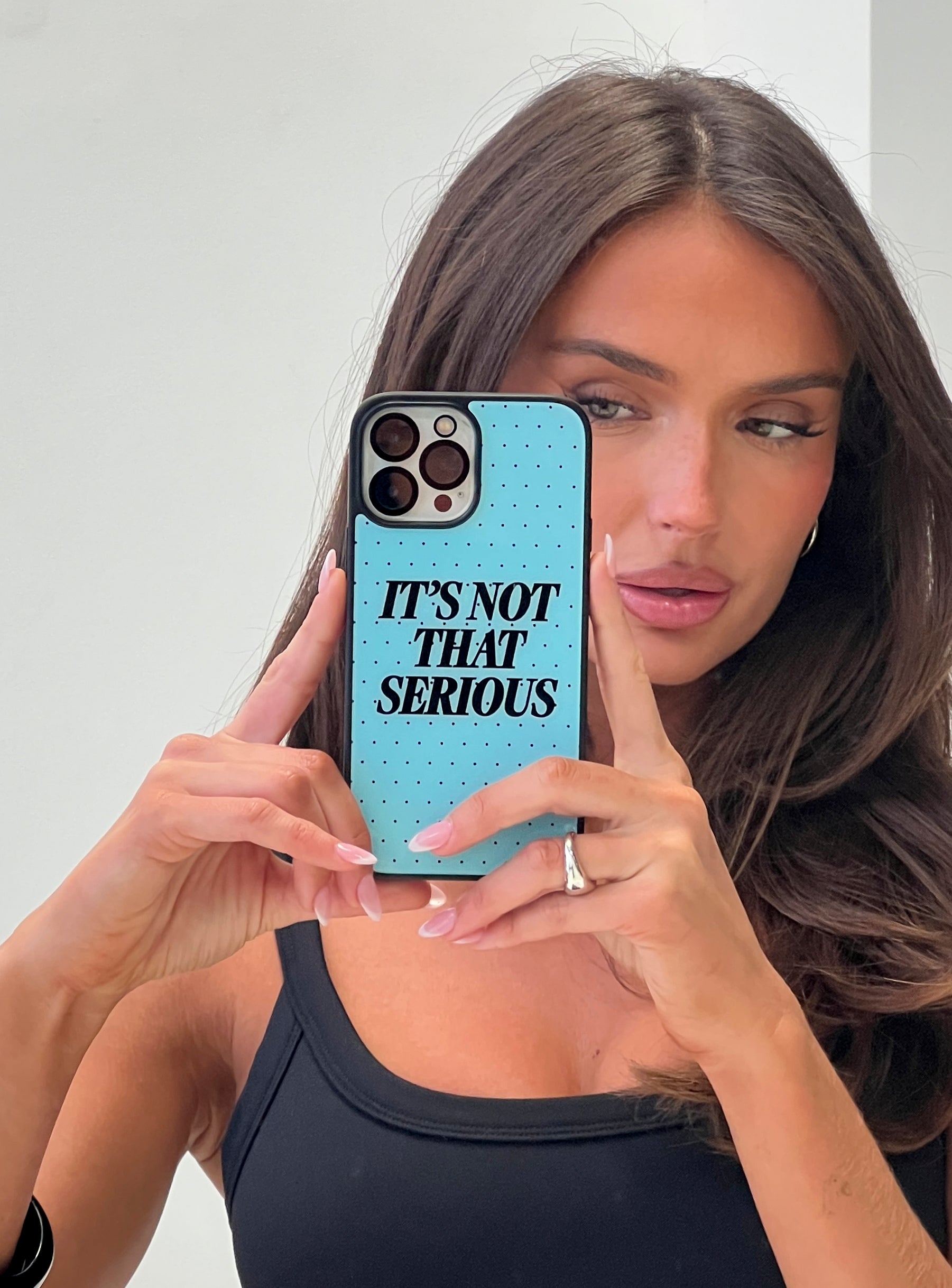 It's Not That Serious iPhone Case Blue Polka Dot