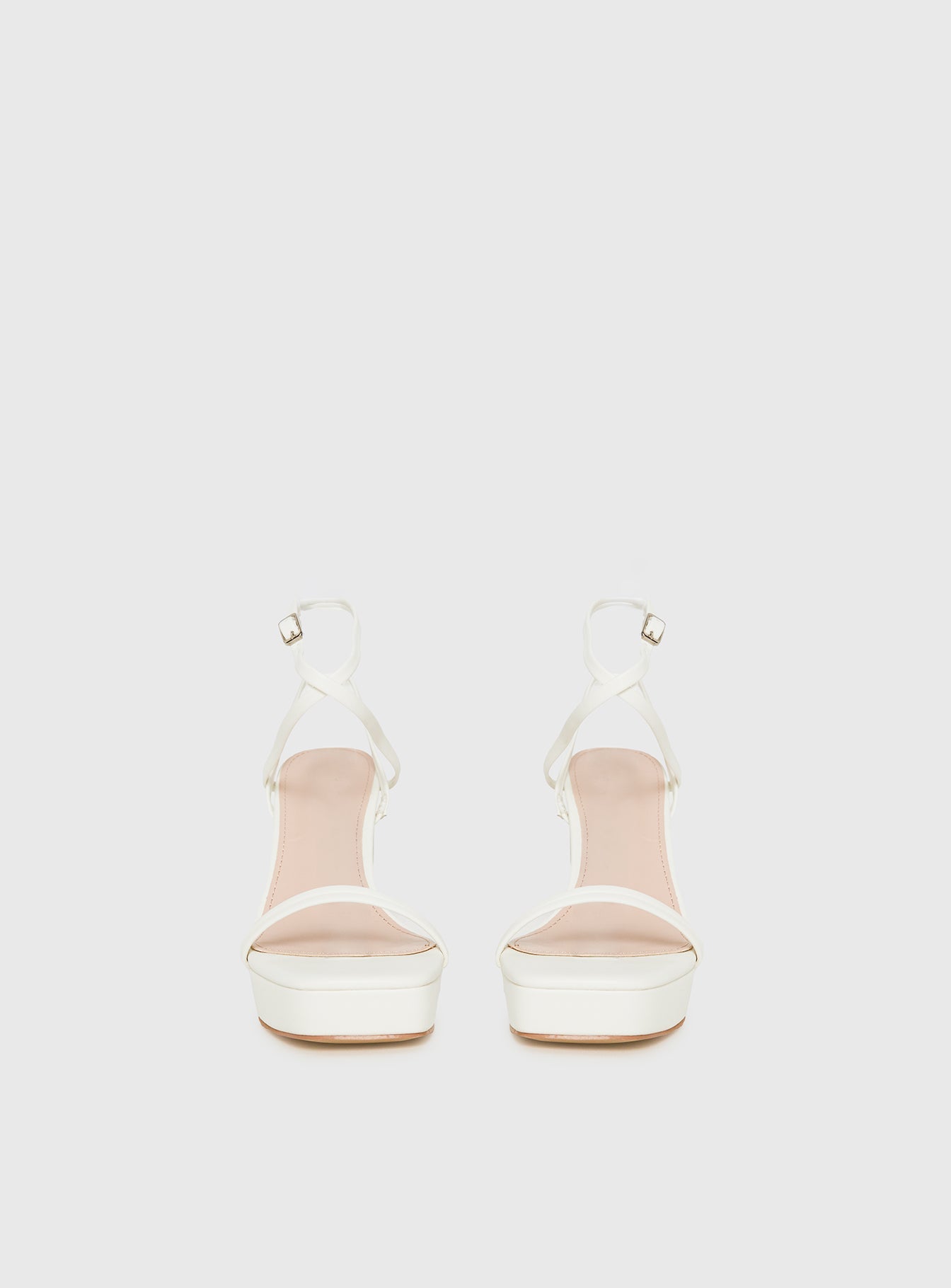 Tessie Ankle Strap Heels Matte White