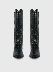 Austin Distressed Cowboy Boots Black