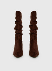 Such A Charmer Faux Suede Scrunch Boot Chocolate