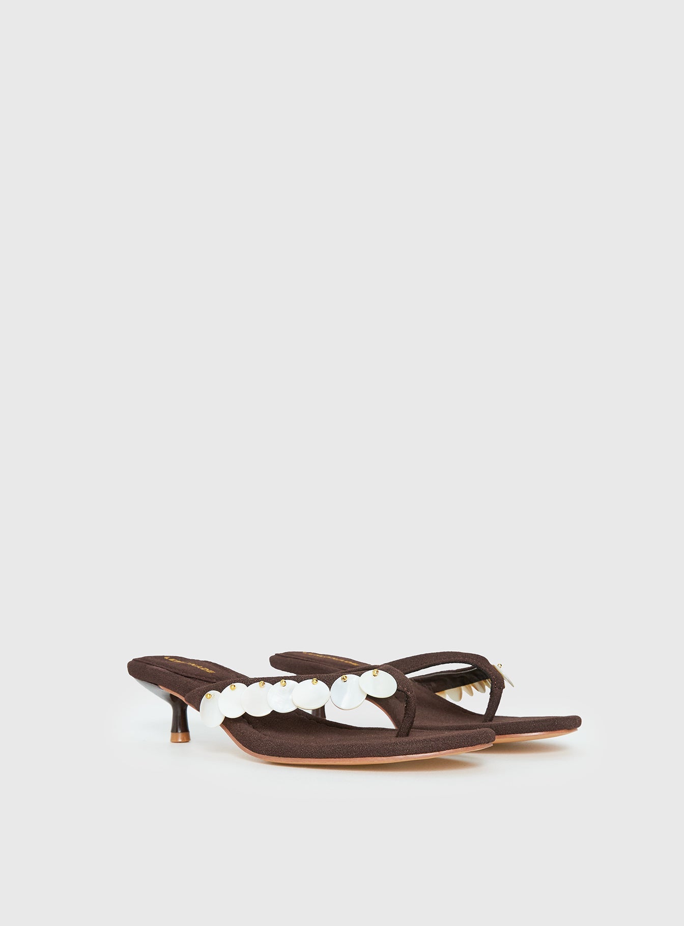 Ginnia Shell Detail Thong Heels Chocolate