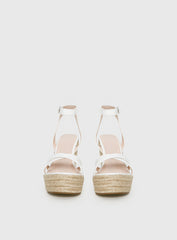 Jesper Espadrille Wedged Heels White Croc