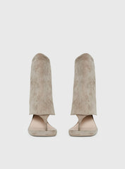 Catch The Light Faux Suede Open Toe Boots Tan