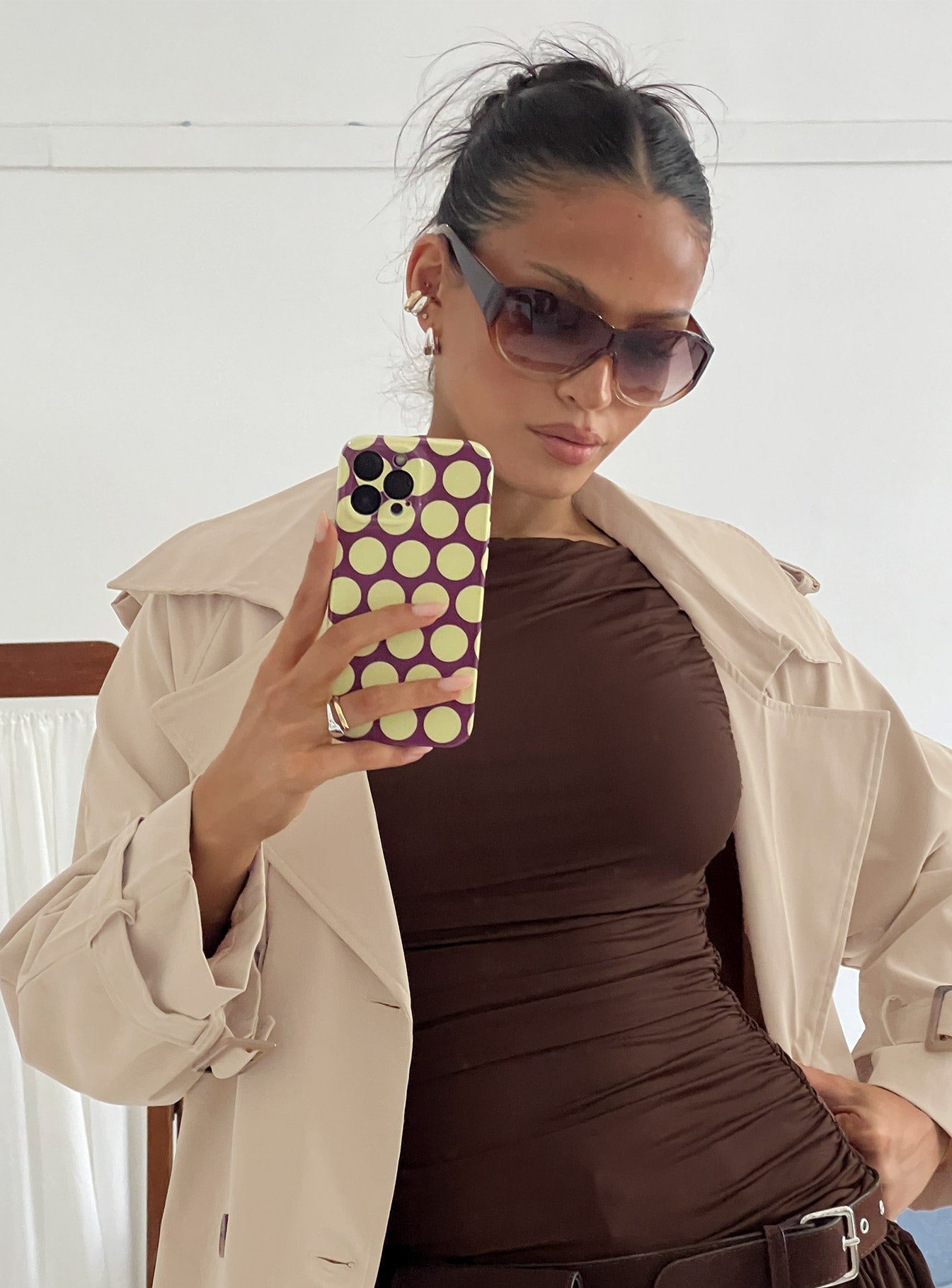Evyna iPhone Case Yellow / Plum Polka Dot