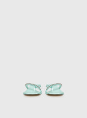 Little Italy Diamante Detail Thong Heels Aqua