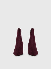 Serene Faux Suede Pointed Toe Ankle Boots Burgundy