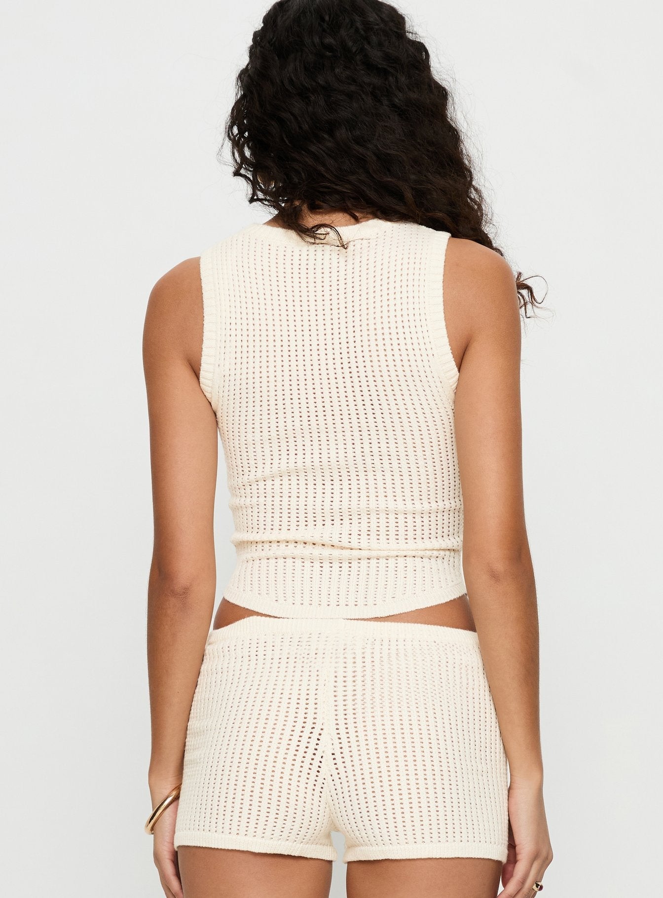 Leilah Crochet Tank Top Cream