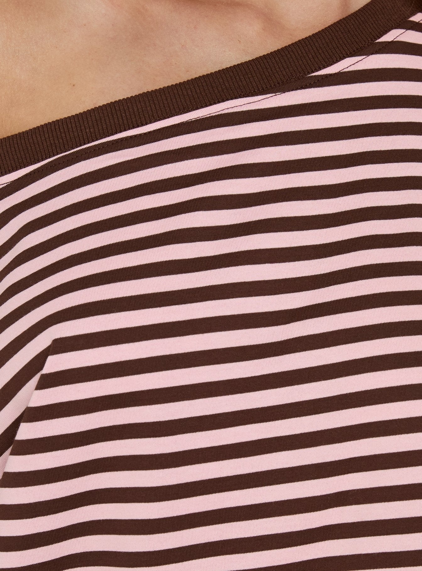 Settle Down One Shoulder Top Pink / Chocolate Stripe
