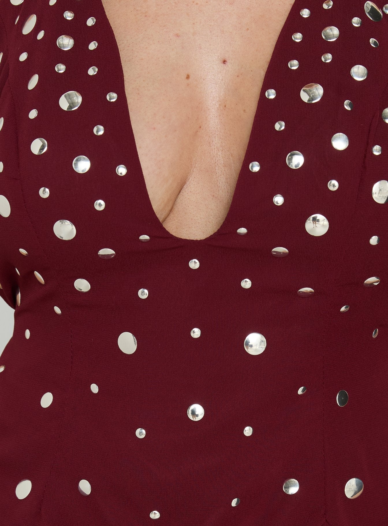 Tekapo Studded V-Neck Top Burgundy