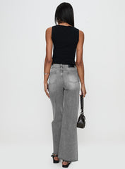 Henesey High Rise Straight Leg Jeans Washed Grey
