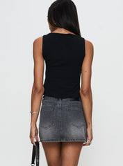 Paulette Denim Mini Skirt Grey Wash