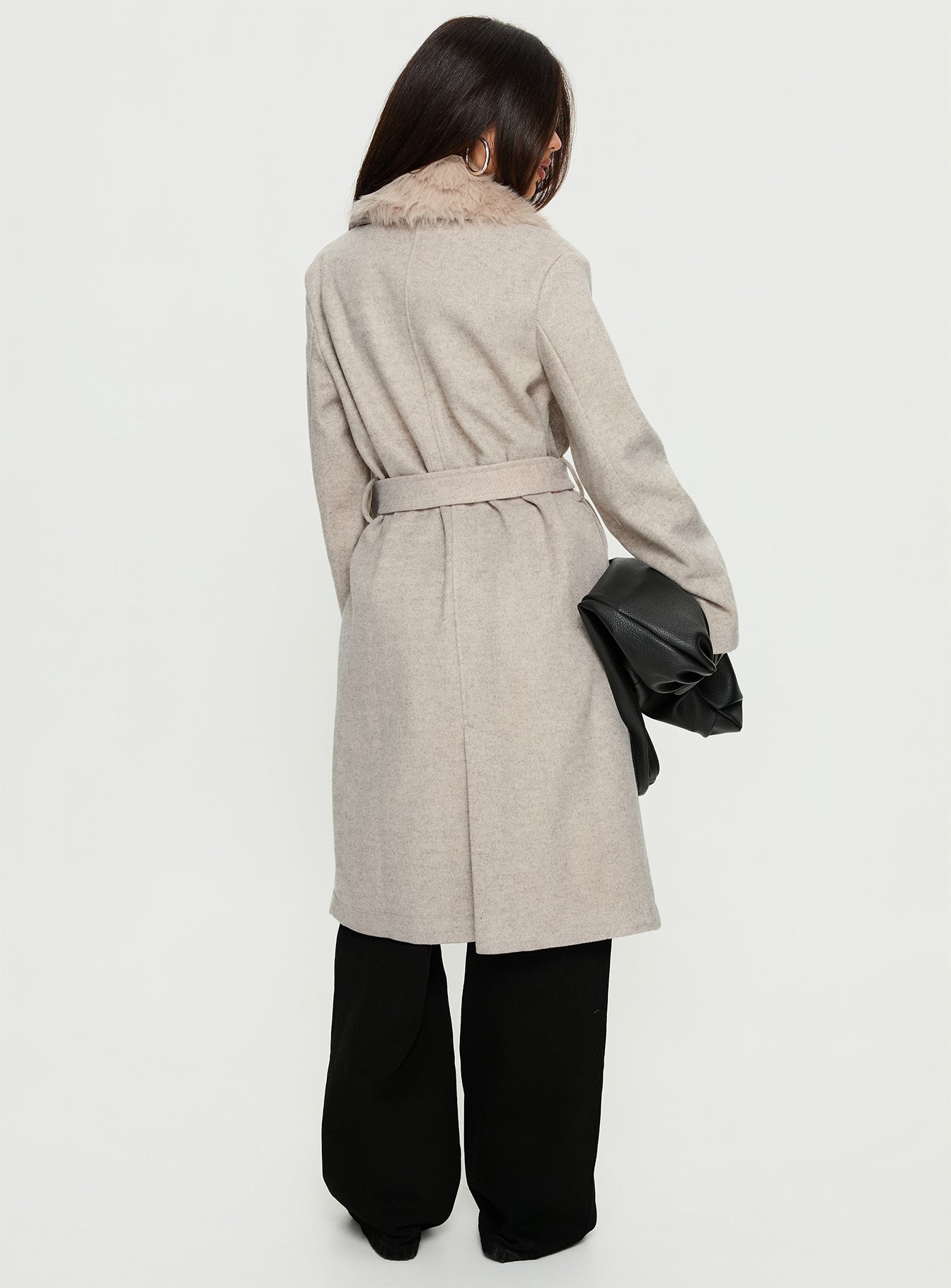 Hallyn Faux Fur Collar Coat Beige