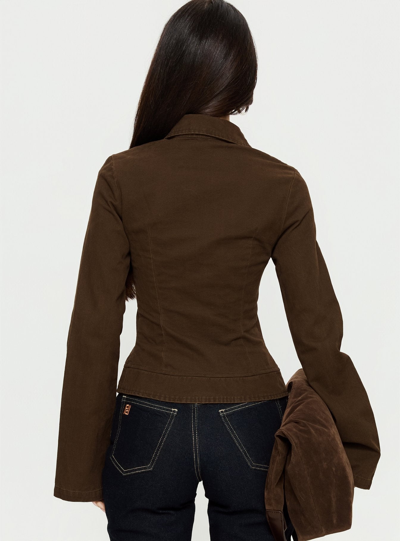 Kelehan Long Sleeve Zip Front Jacket Stonewashed Brown