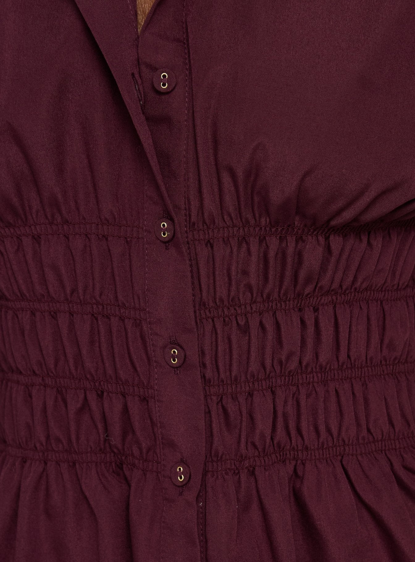 As You Are Shirred Button Up Top Cherry