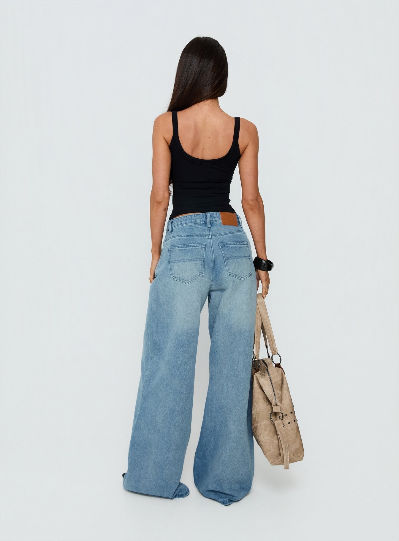 Naylor Mid Rise Wide Leg Jeans Light Blue Wash