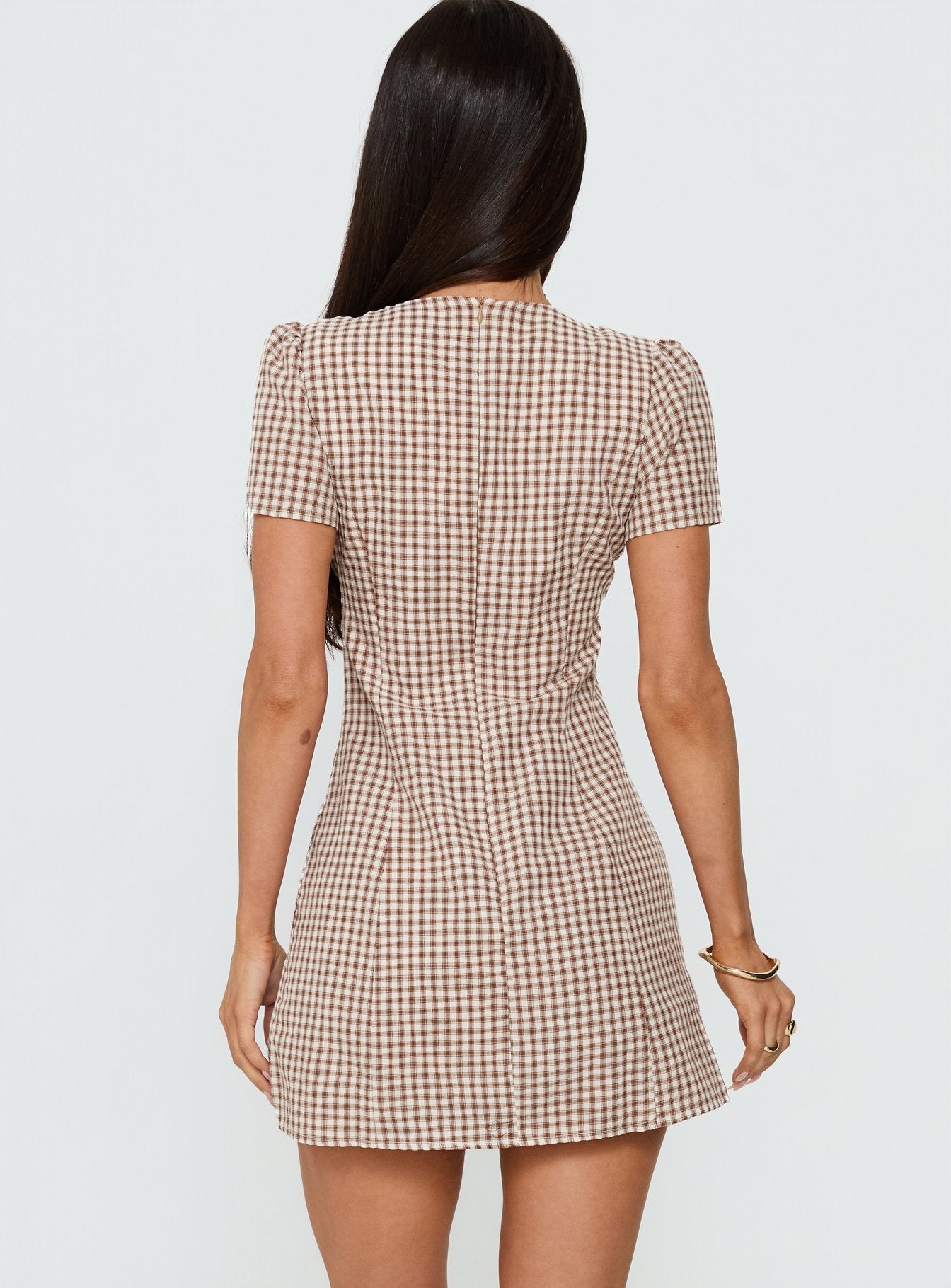 Loveliness Playsuit Brown Check Petite