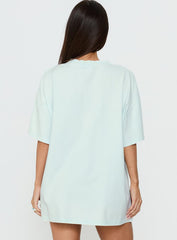 St Tropez Postcards Oversized Graphic Tee Washed Blue