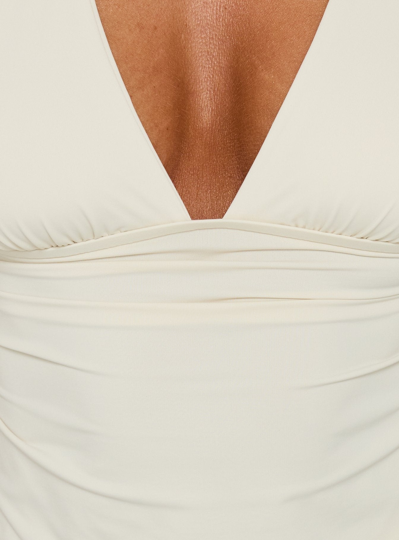 Liorah Thick Strap Plunge Neck Top Cream