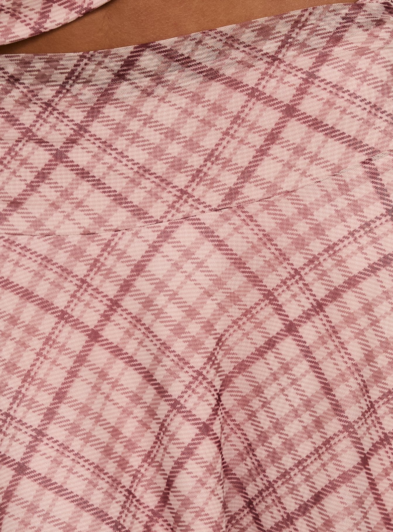 Waverlee Asymmetrical Midi Skirt Pink Check
