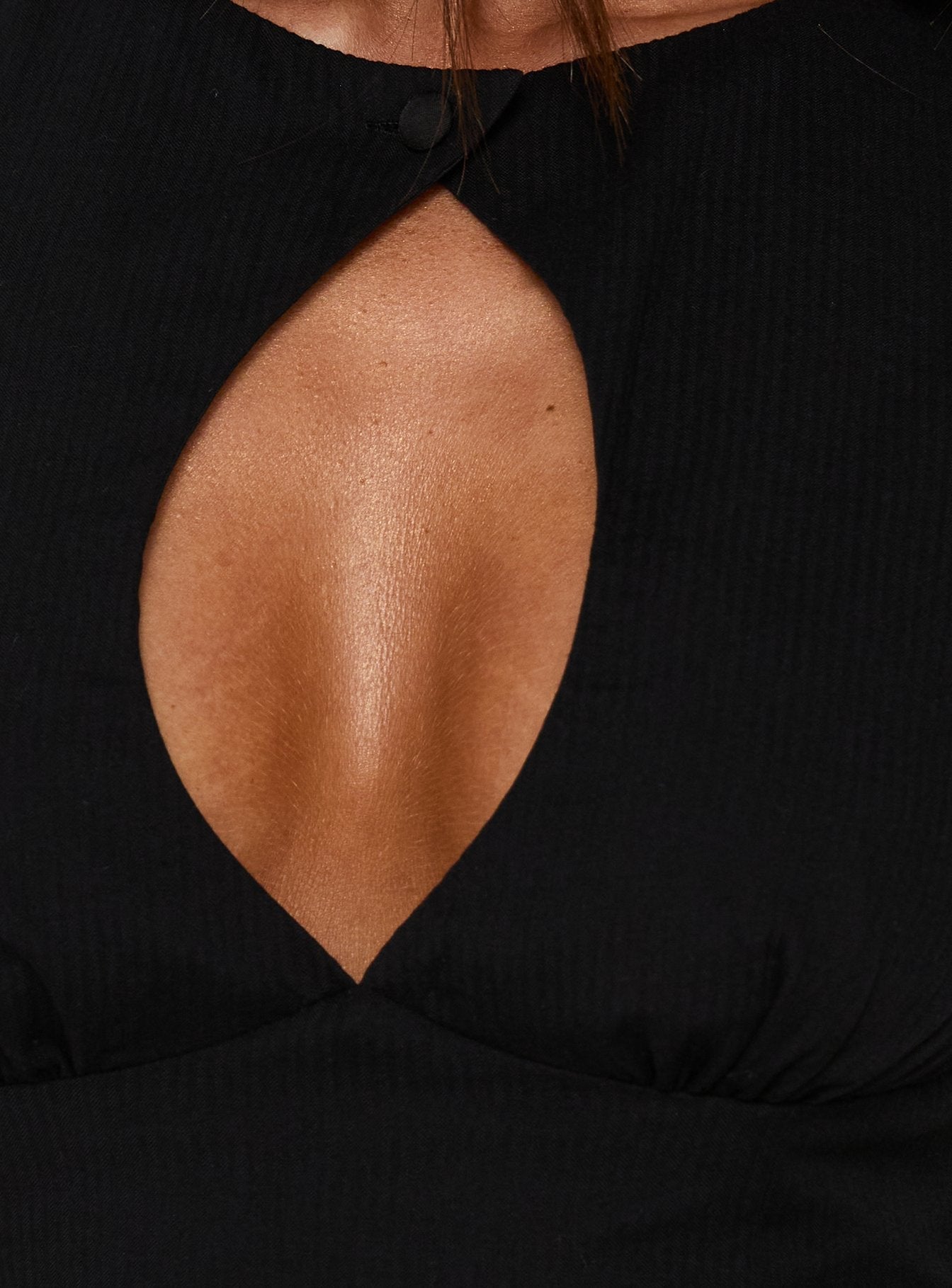 Zyrella Keyhole Cut Out Frill Top Black