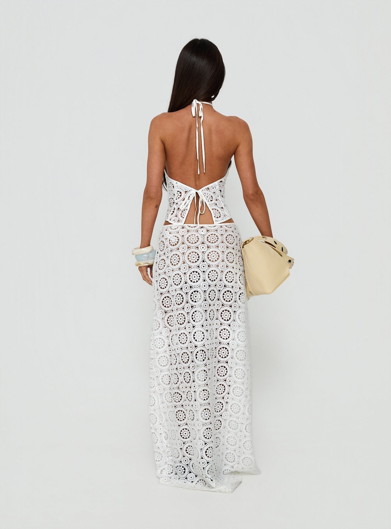 Starting Fresh Crochet Maxi Skirt White