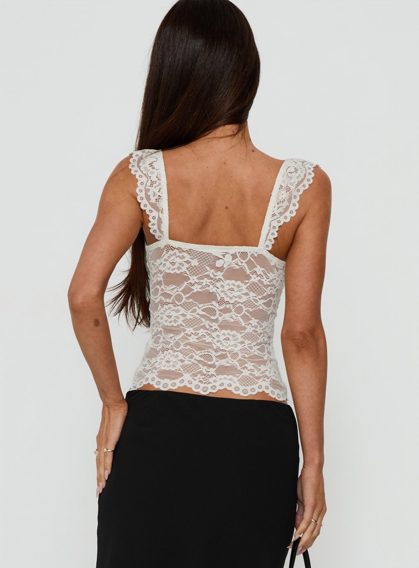 Arria Sheer Lace Top Cream