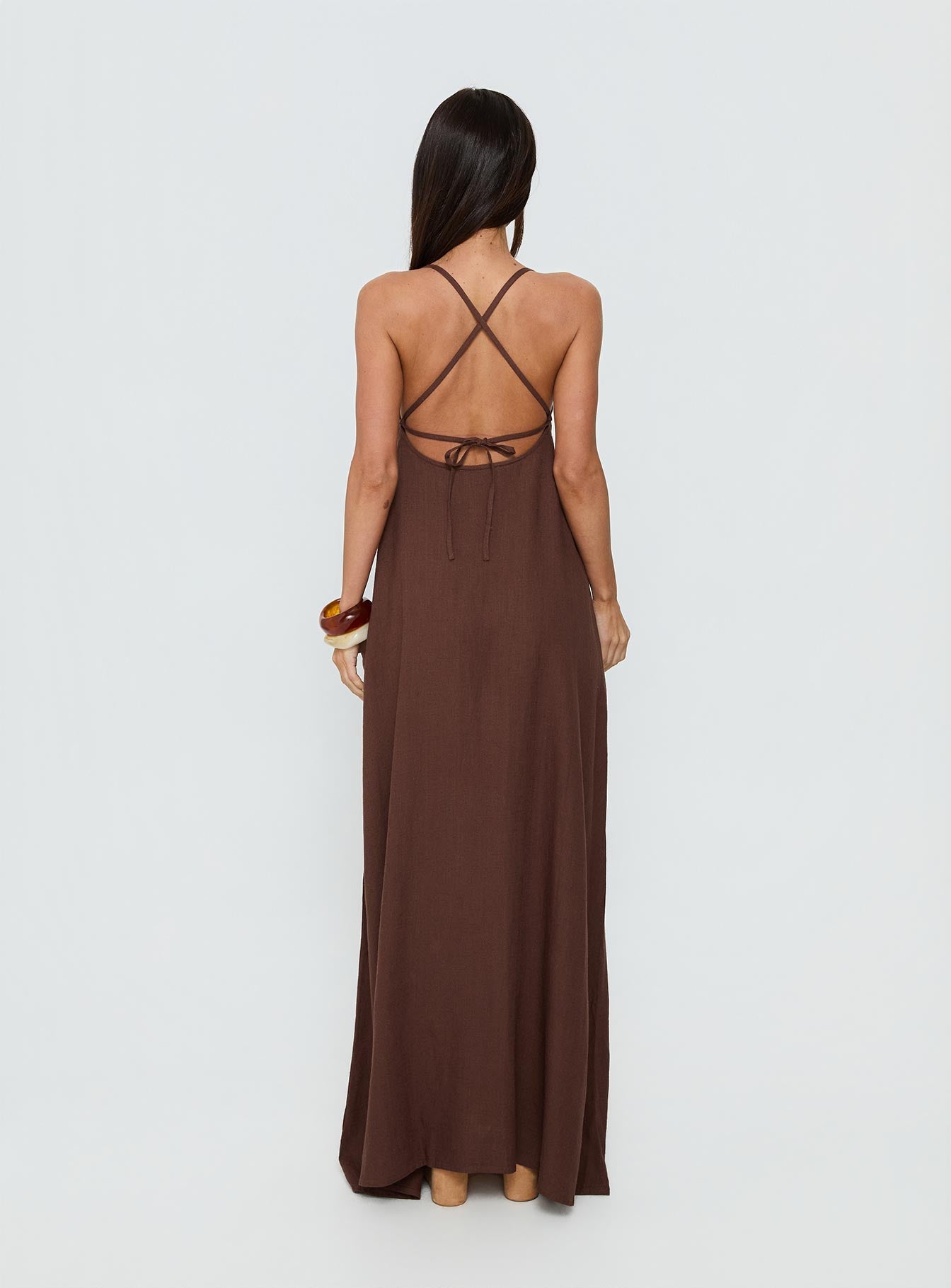 Solie Tie Back Maxi Dress Chocolate Petite
