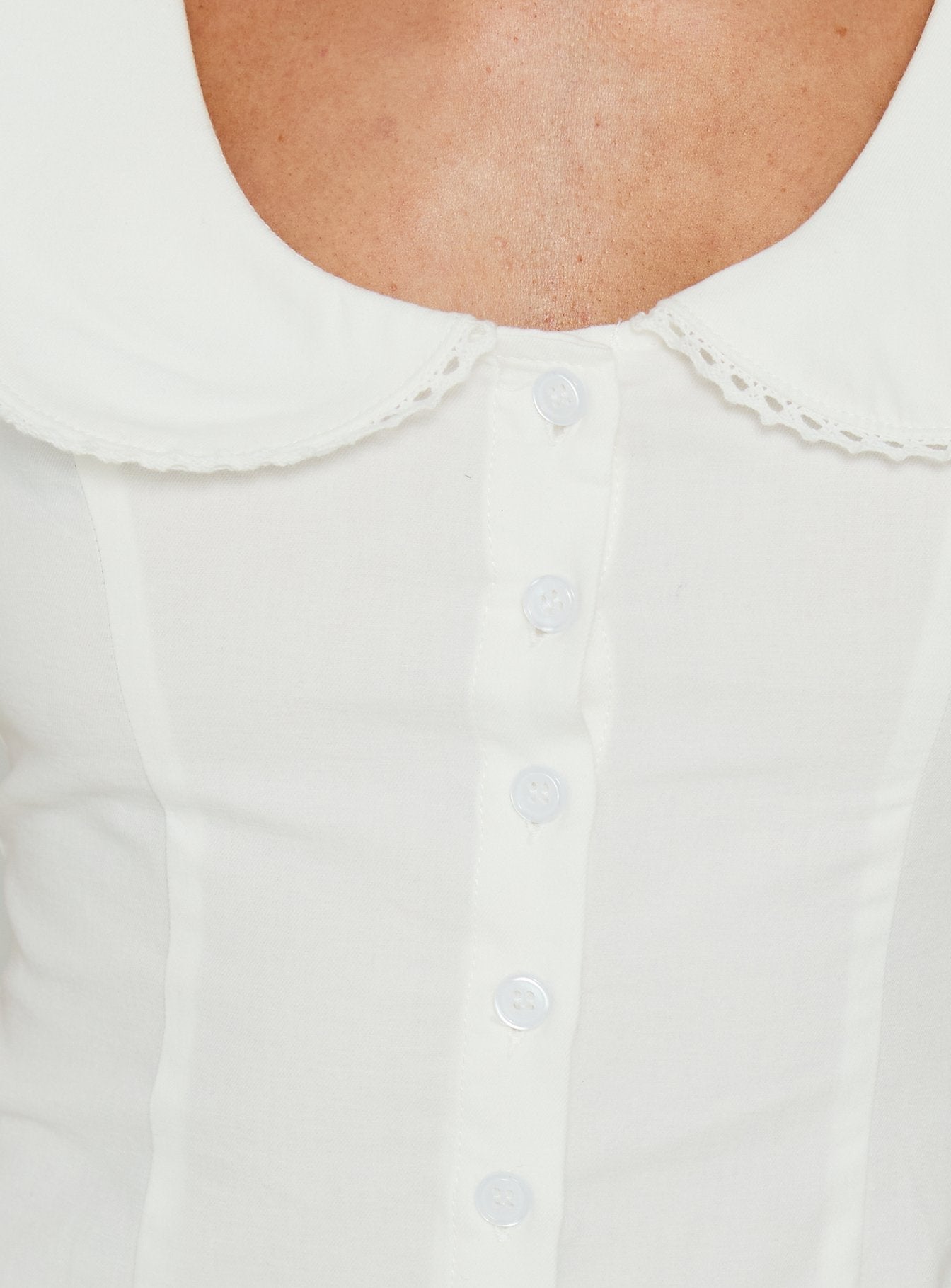 Gardinia Collared Button Down Top White