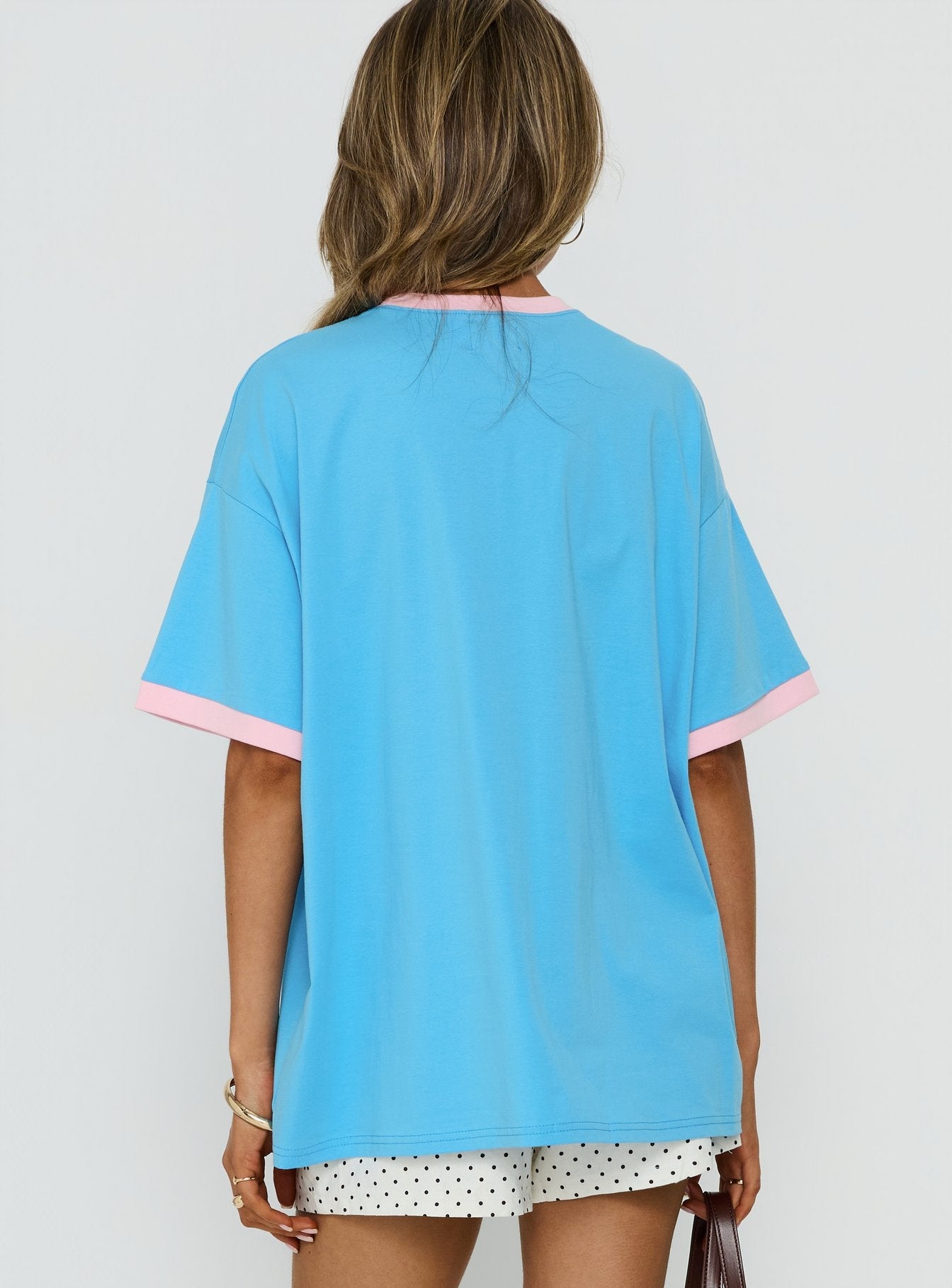 Off the Clock Oversized Graphic Tee Blue / Pink