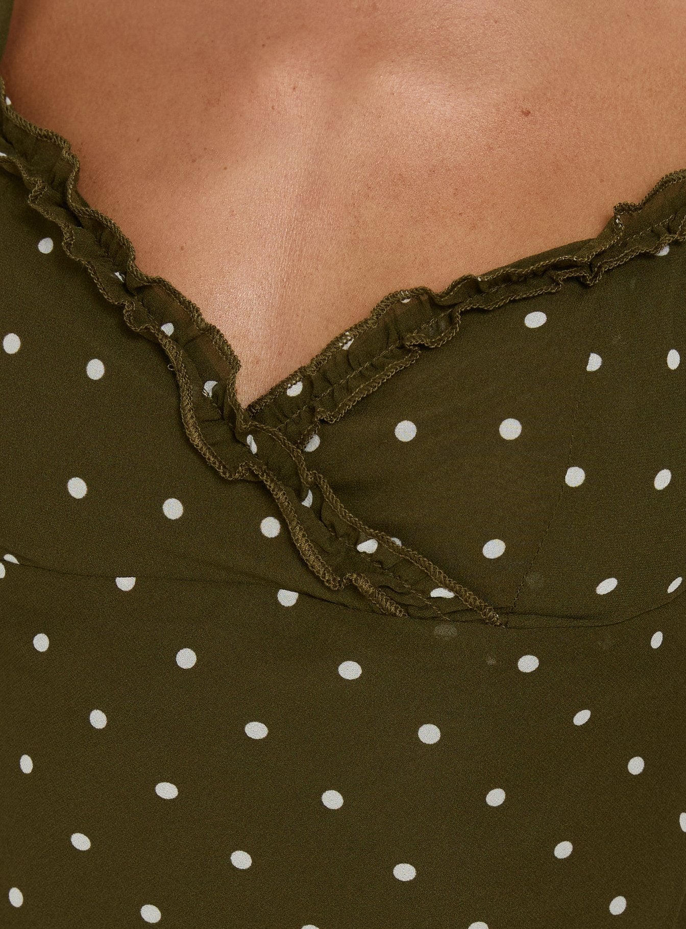 Mishy Scarf Detail Cami Top Olive Polka