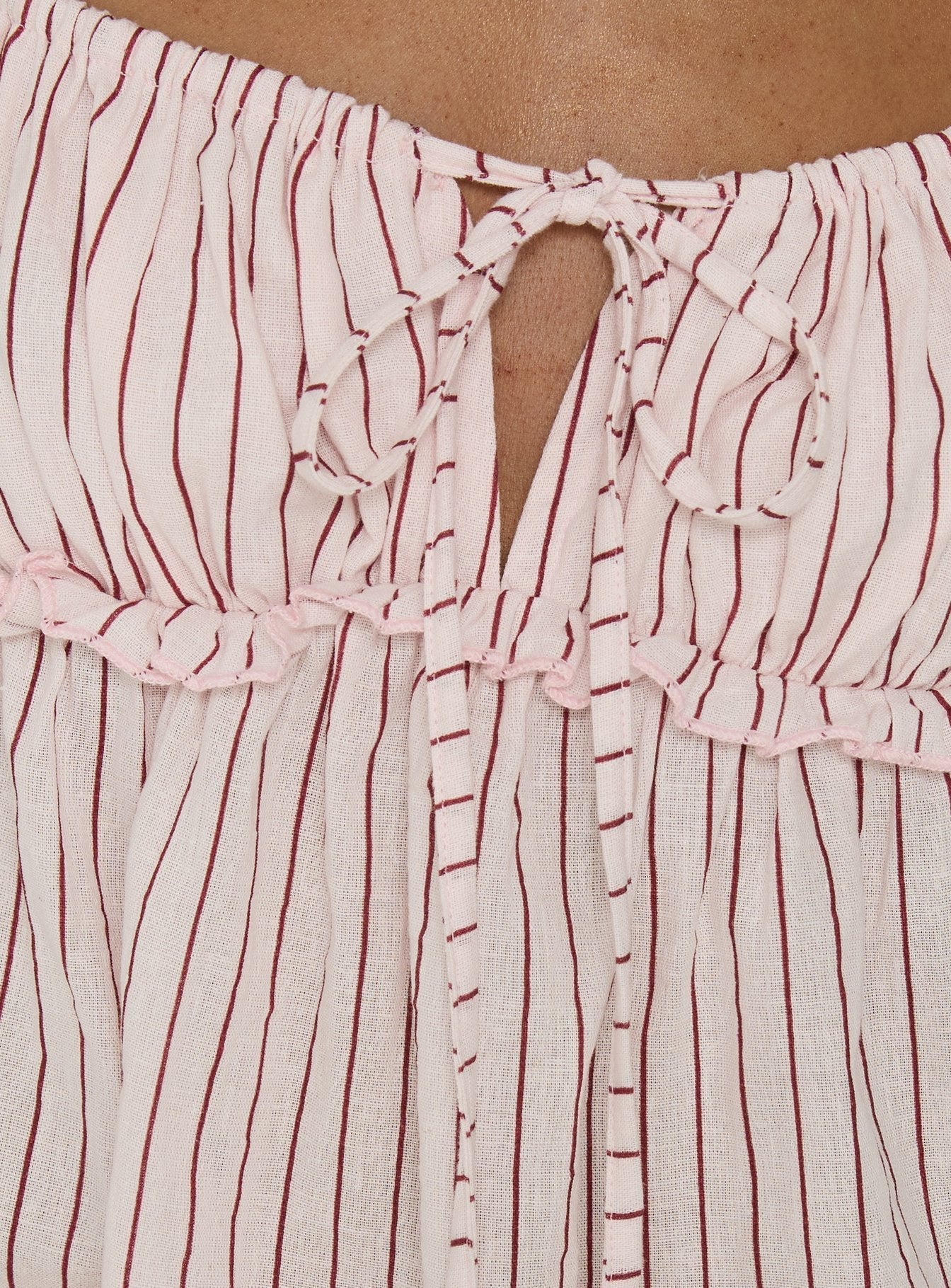 Harwin Gathered Bust Babydoll Top Pink Stripe